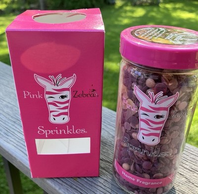 Pink Zebra Vanilla Orchid Scent Fragranced Bead Sprinkles Used 3.75 oz. Jar