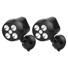 2PCS Battery Powered Motion Sensor Security Light Outdoor Garden Lamp Spotlight
