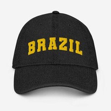 Brazil - 3D Embroidered Denim Dad Hat - Unisex Destination Minimalist Baseball C