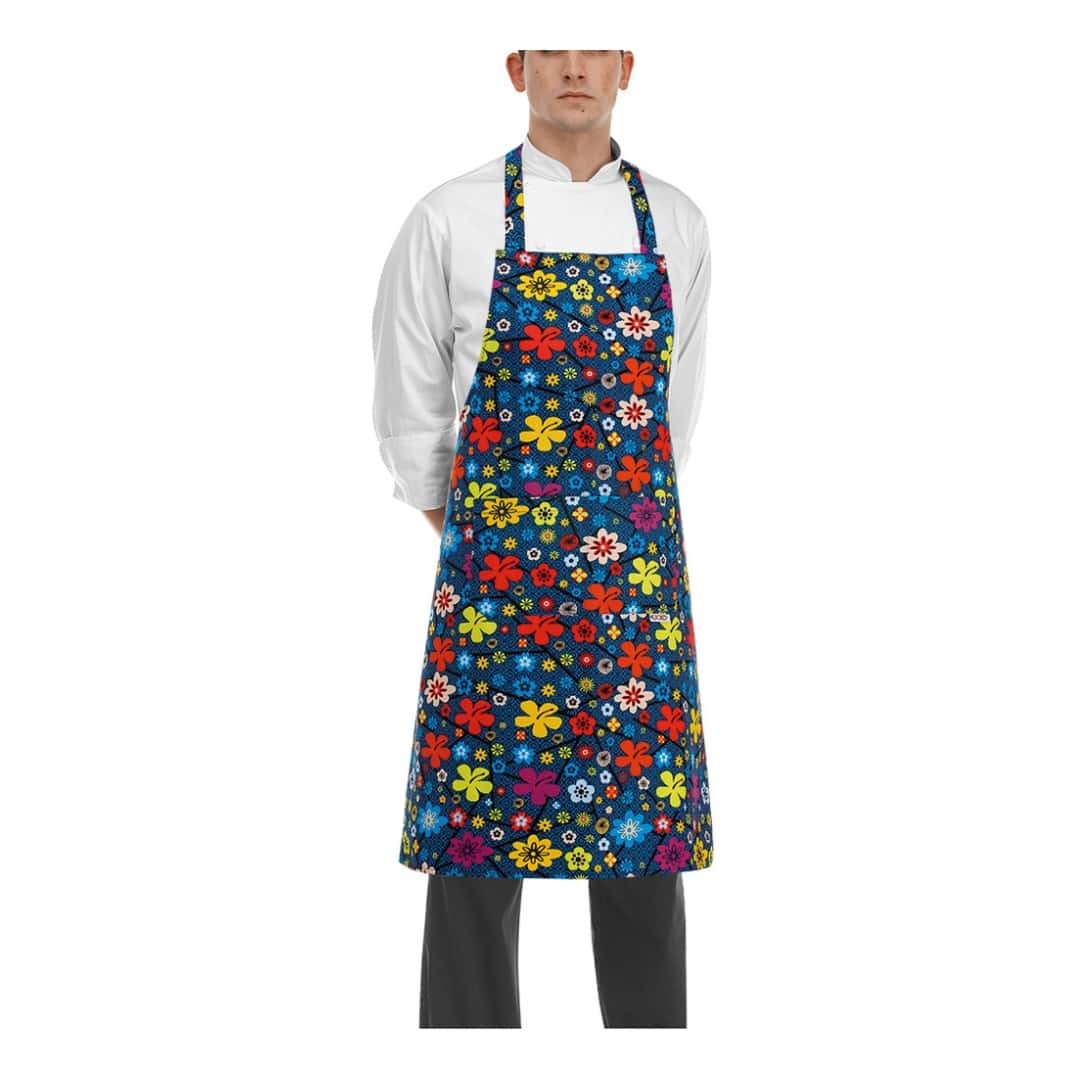 Unisex Chef Apron Daisy Blue - EGOCHEF - Restaurant