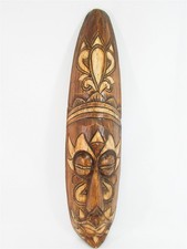 Tribal Mask 19" Wooden Hand Carved  Painted Bali Indonesia Wood Brown