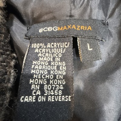 BCBGMAXAZRIA Women's Jacket Plaid Brown Gray Size L Cozy Fall