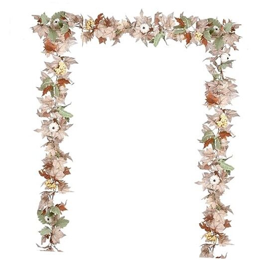 2 Pack 5.9ft Artificial Fall Maple Leaf Garland in White & Green