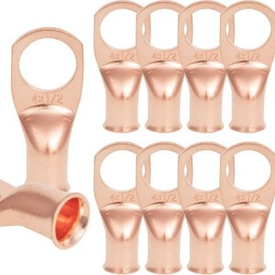10 PCS 4AWG 1/2'' Stud Heavy Duty Copper Battery Cable Crimp Lugs Terminals