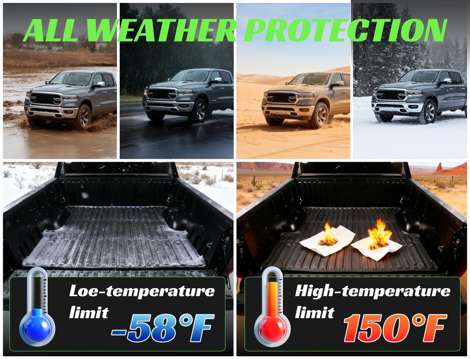 Truck Bed Liner for Ram 1500/1500 RHO 2019-2026 & RAM 1500 Classic 2019-2024 ...