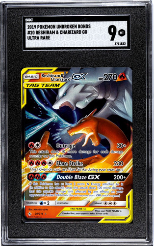 Reshiram & Charizard-GX graded SGC 9 for sale on eBay