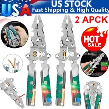 2 Pack Wire Stripping Tool Foldable Wire Stripper Electrical Pliers Electrician