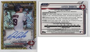 2021 Bowman Chrome Prospects Gold Shimmer Refractor /50 Aaron Sabato Auto