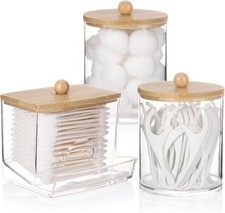 Qtips Dispenser Bathroom Container, 10/12 oz Cotton Ball Holder, Apothecary Jar