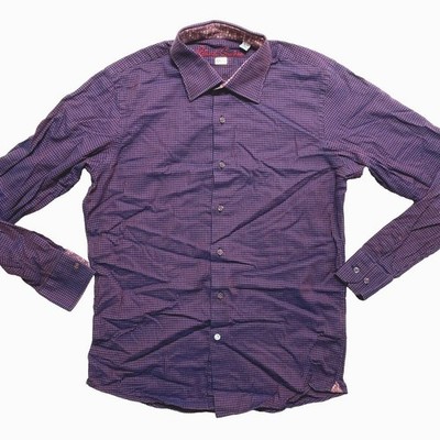 Robert Graham Shirt Boys XL Purple Long Sleeve Houndstooth Button Up