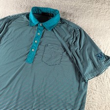 RLX Ralph Lauren Polo Shirt Mens L Performance Golf Striped Short Sleeve Blue