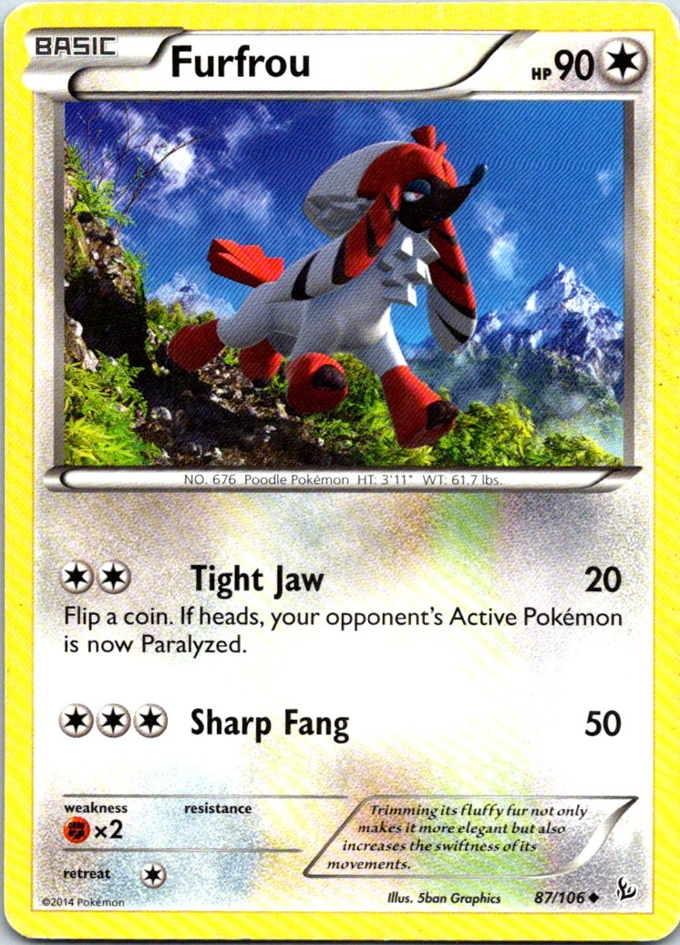 Furfrou 87/106 Uncommon XY - Flashfire MP Pokemon