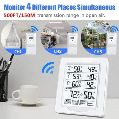 Wireless Indoor Outdoor Thermometer with 3 Sensors - Accurate Temp & Humidity