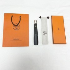 Authentic Hermes Sellier Serie Short Wood Leather Shoehorn Black w/Box Shopper