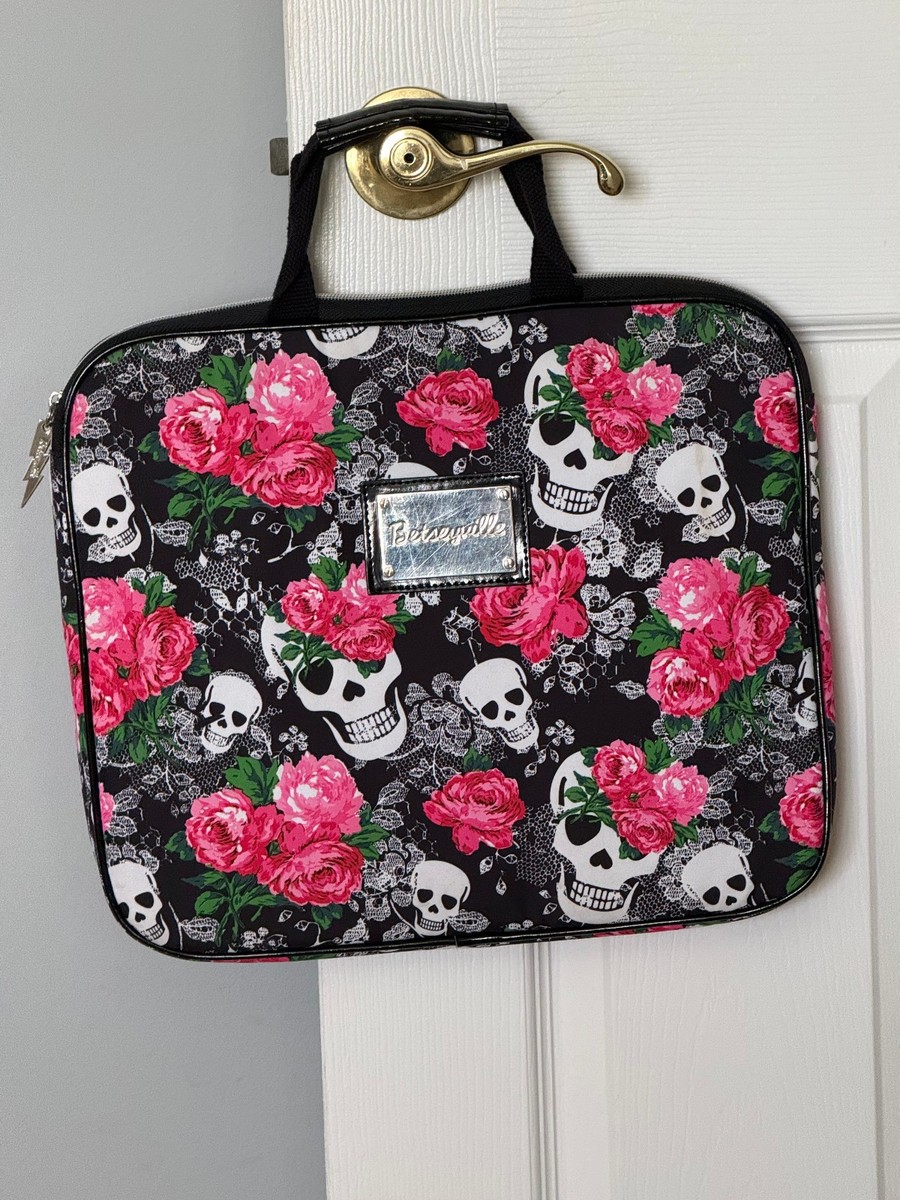 BETSEYVILLE BY BETSEY JOHNSON LAPTOP BAG PADDED SKULL MAN AND RED