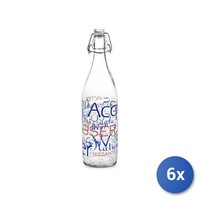 6X H&h Flaschen Memo In Dekoriertem Glas Mit Mechanischem Deckel Lt 1