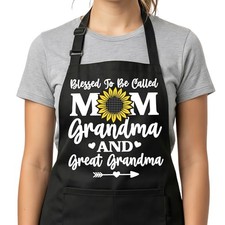 Grandma Apron Gift for Cooking Baking, Blessed To Be Called Mom Grandma Great