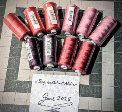 !10000 M! Wonderfil DESIGNER 100% Poly Thread Lot - ''Reds+Purples'' 06112026LOTA