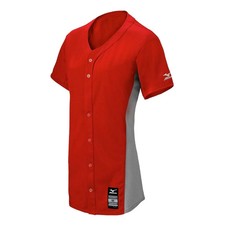 Mizuno Women's Pro Full Button Game Jersey RED  GRAY SM