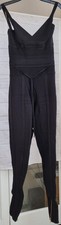 House of CB Black Bandage Jumpsuit Size S Lori Ankle Zip Bodycon Evening Party