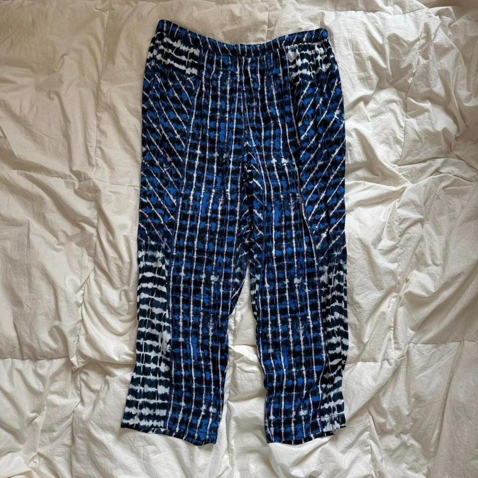 Tart Artsy slouchy funky print cropped pants sz L elastic waist boho hippie - Image 2 of 4