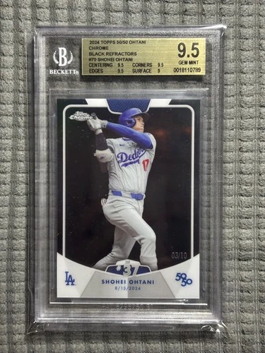 2024 Topps 50/50 Shohei Ohtani 24 Chrome Black Refractor /10 Dodgers BGS 9.5