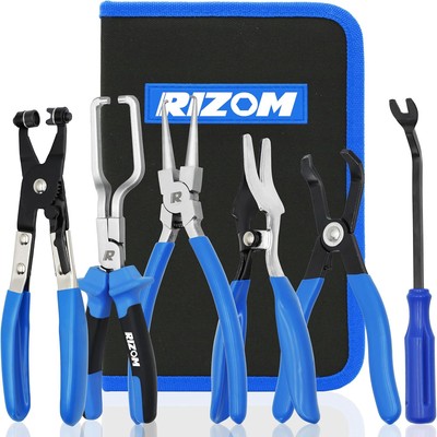 Rizom 6-Piece Fuel Line Pliers Set, Hose Clamp Pliers, Removal Blue 
