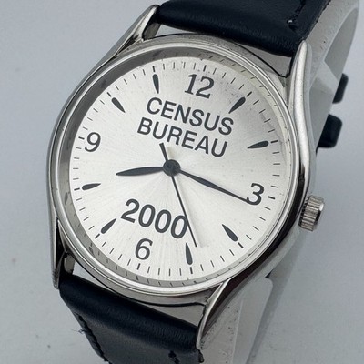 VTG Census 2000 Quartz Watch Men 33mm Silver Leather Japan Analog New Battery