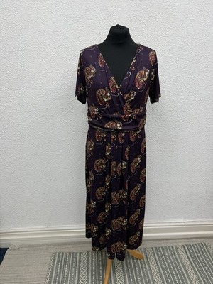Damen üppiges Gr. 18 Kleid Paisley Gecko Midi Jersey Rockabilly Übergröße