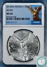 2010-Mo 1 Onza Silver Libertad PCGS MS 68 - Cert #8355059-008