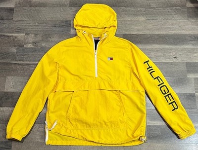 Tommy Hilfiger Mens Large Yellow Pullover Windbreaker 