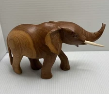 Gorgeous Wood Carved 7.5 Inch Elephant Figurine Collectible 