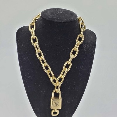 Authentic Louis Vuitton Lock & Key w/ Unbranded Stainless Steel Chain