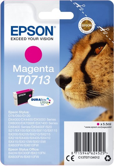Epson Magenta T0713 (T071340) Original Ink Cartridge (Cheetah) - Image 2