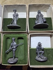 Vntg 1974 Franklin Mint Fine Pewter Early American/ Historic Figurines Lot Of 4