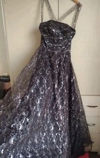 VTG 50s Lace Prom Dress Nip Waist Full Skirt Pinup Whimsigoth Mid Century 60s