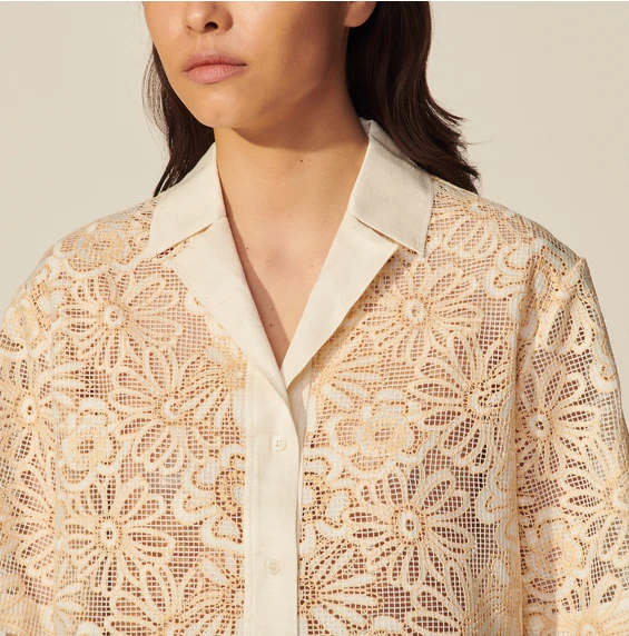 Sandro Paris Women's Shirt Size 3 FR / L Lace Collared SFPCM00436 - Image 3 of 4