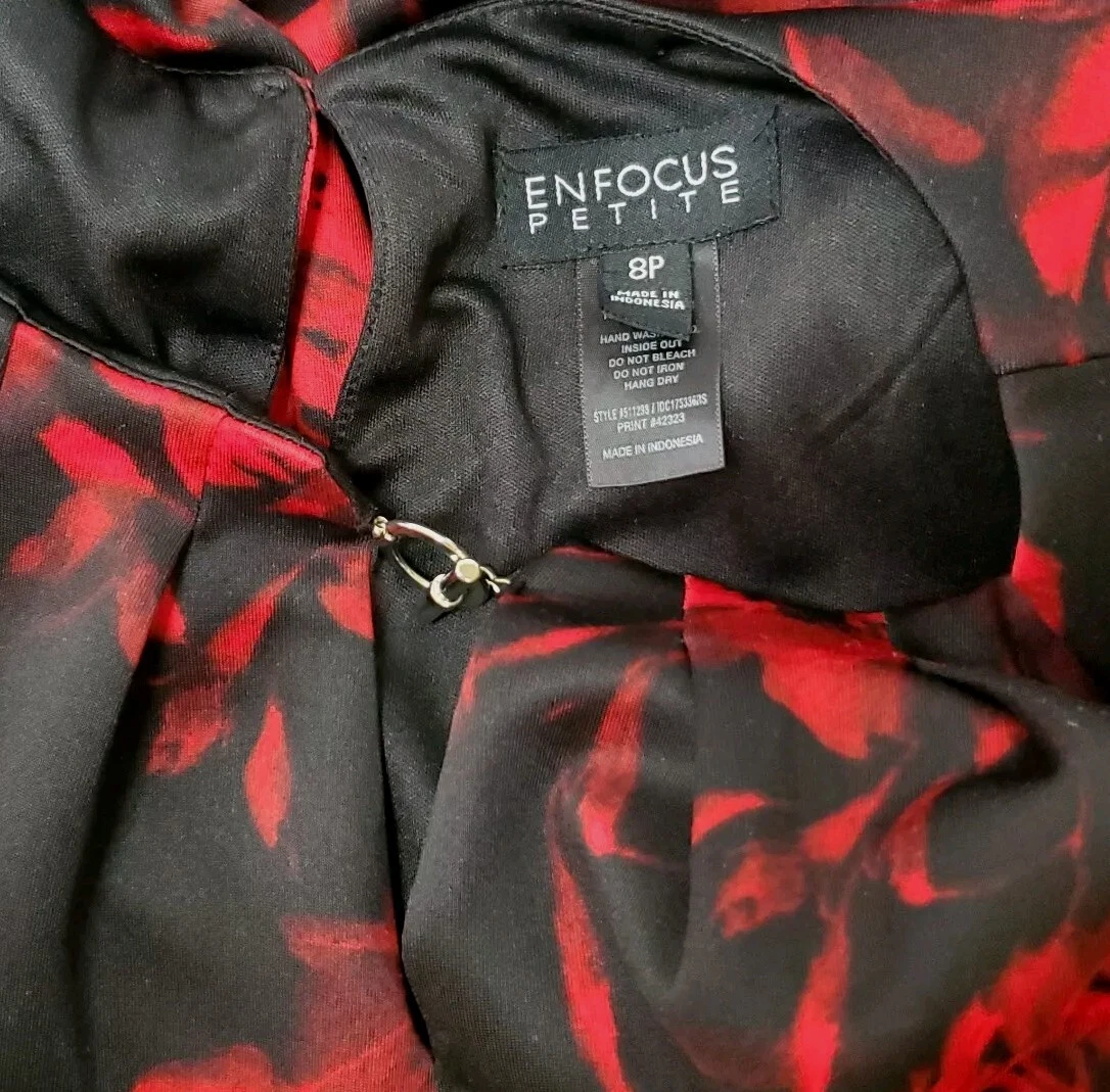 VALENTINO Abito midi ENFOCUS 8 rose rosse floreali su nero toggle buco della serratura gotico cottagecore