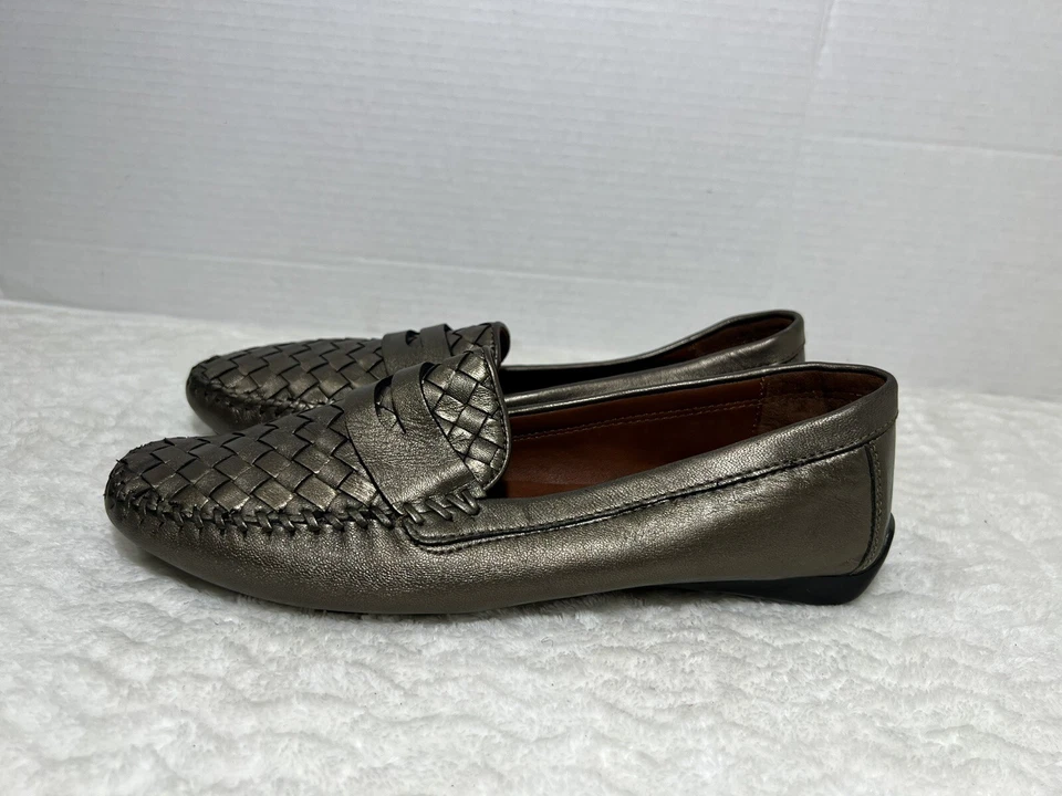 ROBERT ZUR Petra True Glove Mocasines Tejidos Gris Metálico Mocasín Mujer 10.5 AA Foto 4 de 4