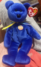 TY Beanie Baby - CLUBBY 1 the Royal Blue Bear 8.5 inch 