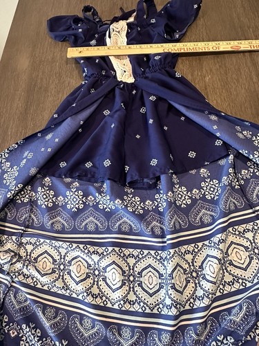 Japana Kids Dark Blue Flowers Girls Romper Size 7 With Skirt Over Shorts - Picture 3 of 11