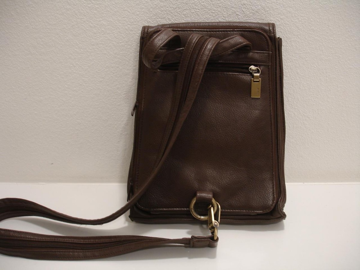 Cherokee leather bag backpack  leather organizer Cherokee Brown Pebbled Leather Backpack Sling Bag Purse  main image 3