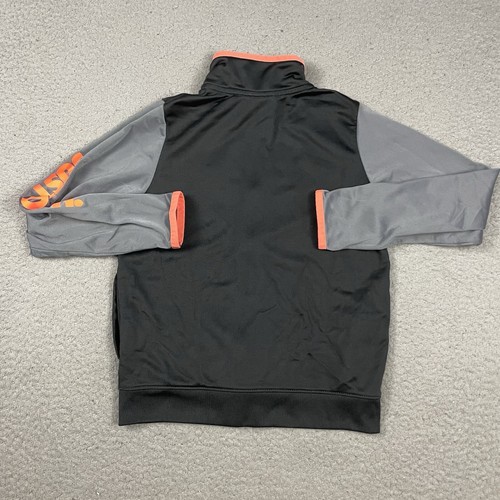 Nike Jacket Youth 7/L Black Zip Up Track Sweatshirt Spell Out Neon Swoosh Orange - Picture 10 of 12