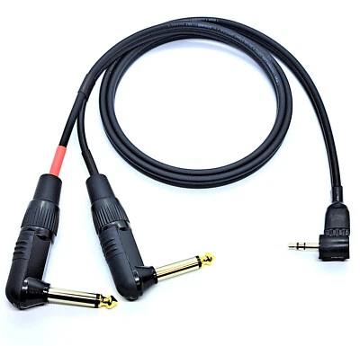 Mini jack de 3,5 mm ángulo a cable jack angular de 2 x 6,3 mm vers. Longitudes