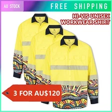 3PC Hi-Vis Work Wear Long Sleeve Shirt Yellow Unisex Design Fashion Two Pockets
