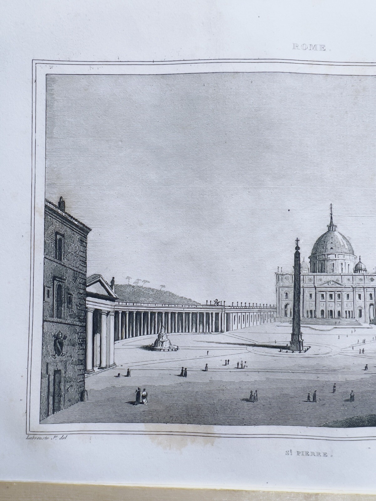 Antique Steel Engraving 1850 Italy Rome St Pietro Art Print Poster Pictures