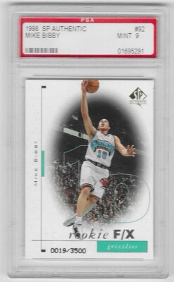 1998-99 SP AUTHENTIC MIKE BIBBY ROOKIE F/X RC #92 GRIZZLIES 0019/3500 PSA 9