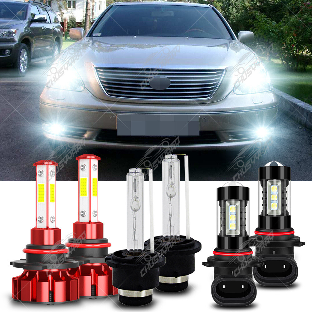 For Lexus LS430 2004 2005 2006 HID LED Headlight Bulbs Hi/Lo+Fog Light