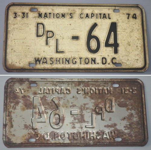 1974 U.S. Nation's Capital WASHINGTON D.C. Diplomatic Car Plate # DPL-64 - Picture 4 of 4
