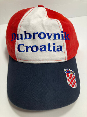 Dubrovnik Croatia Cap Hat Red White Blue Colorblock 100% Cotton Twill Adjustable